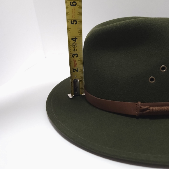 Duluth Trading Wool Felt Crusher Hat Medium Leather Band USA Made Green Fedora - Picture 10 of 14